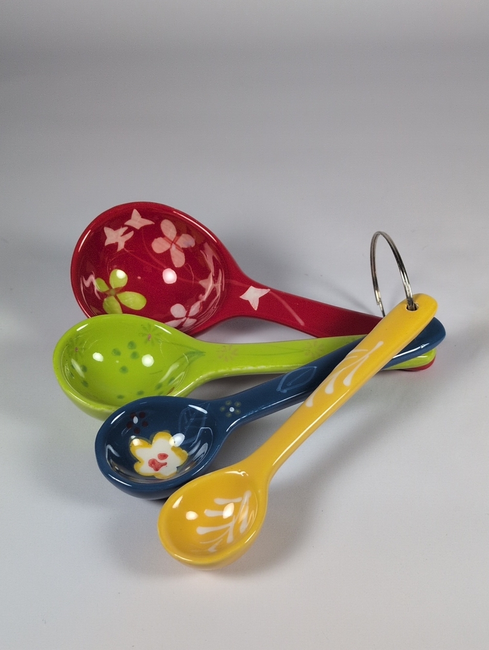 Colorful Ceramic Measuring Spoon Set - Red, Green, Blue, Yellow